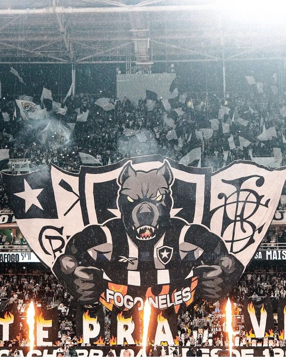 Faixa da torcida organizada do Botafogo na arquibancada
